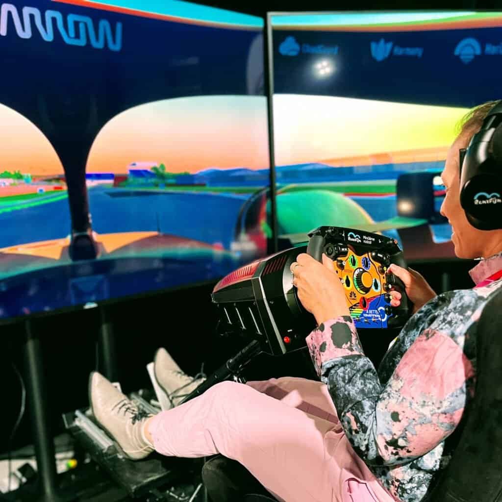 Brand activation for Arrow with happy lady - Modern emotional branding integrates clients identity and product line inside cockpit on halo.