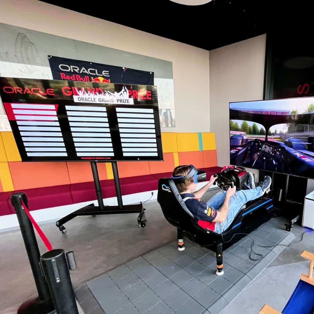 Oracle Brand activation with a Redbull F1 theme, Oracle competition screen, and Formula 1 simulator rental in Austria Vienna.