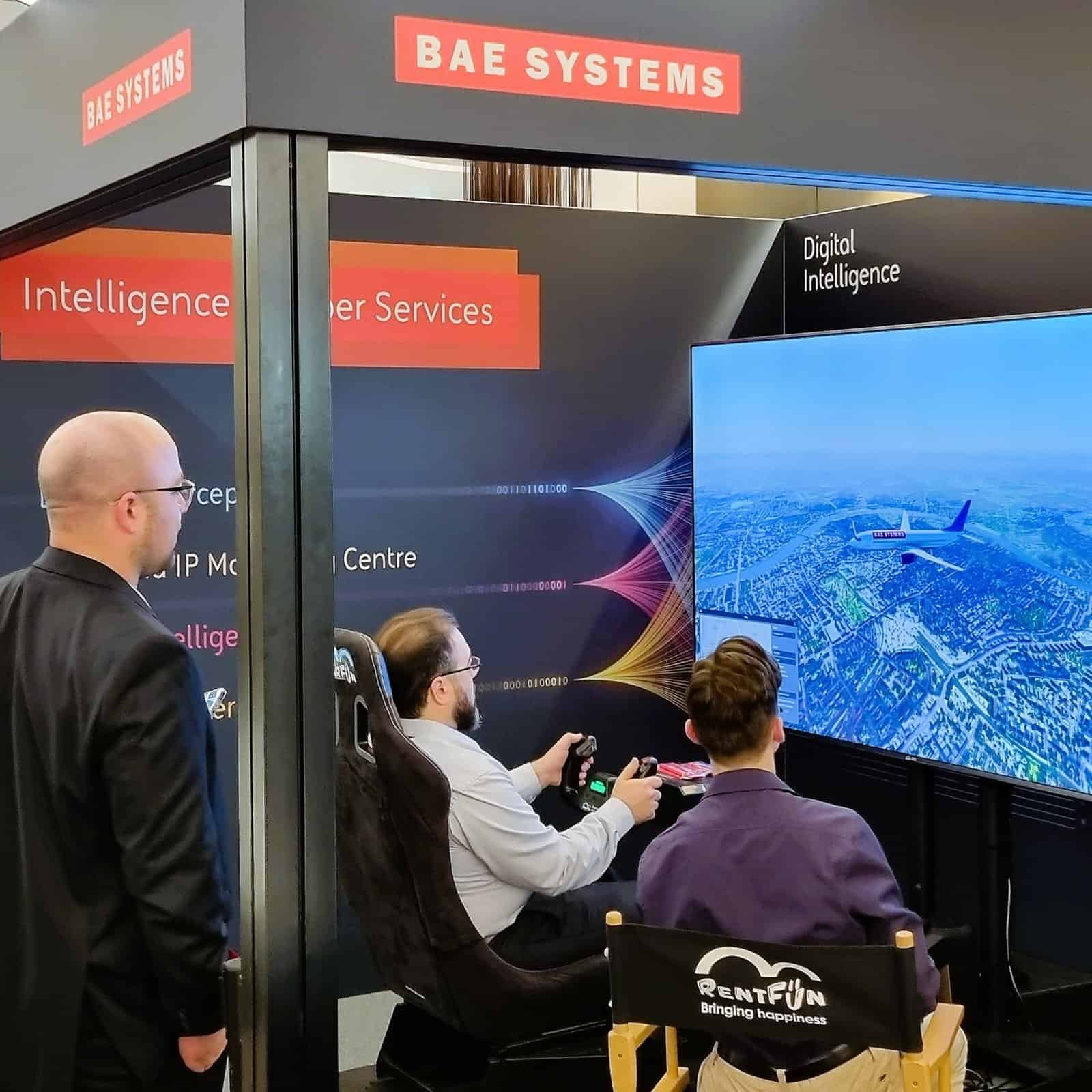 Bae Systems motion flight simulator with banding in Prague.