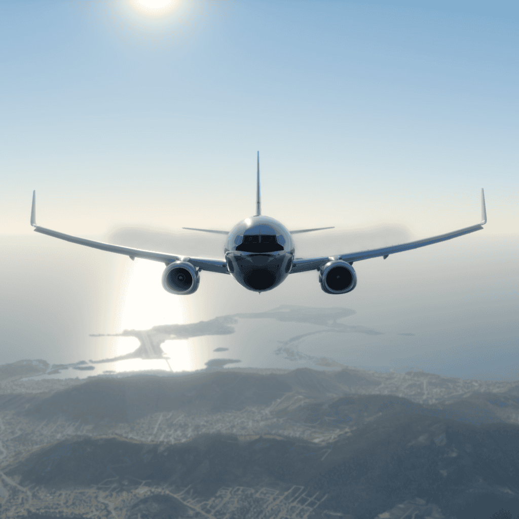 Virtual branding for a flight simulator in in Los Angeles, California, USA.